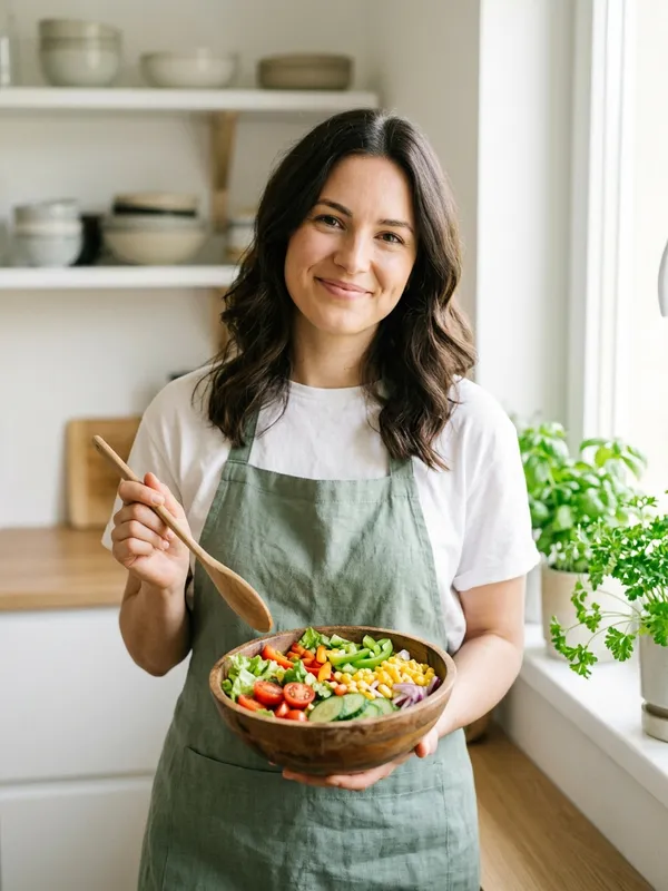 Lisa in her kitchen preparing a recipe