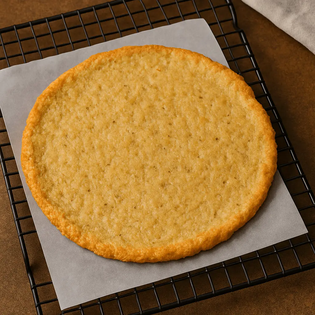 Crisp canned chicken pizza crust after baking