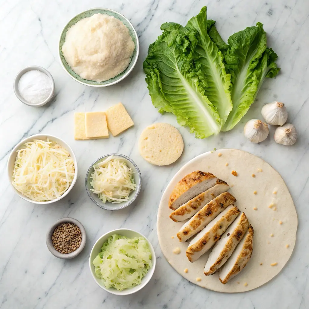 Ingredients you will need for chicken caesar pizza recipe