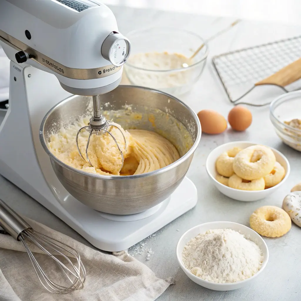 Step-by-step process for making sour cream cake donuts recipe
