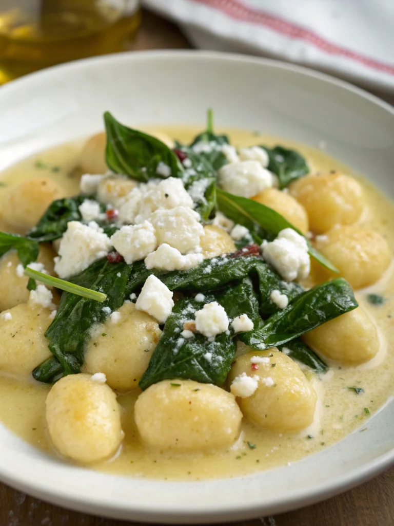Creamy Gnocchi with Spinach and Feta Recipe