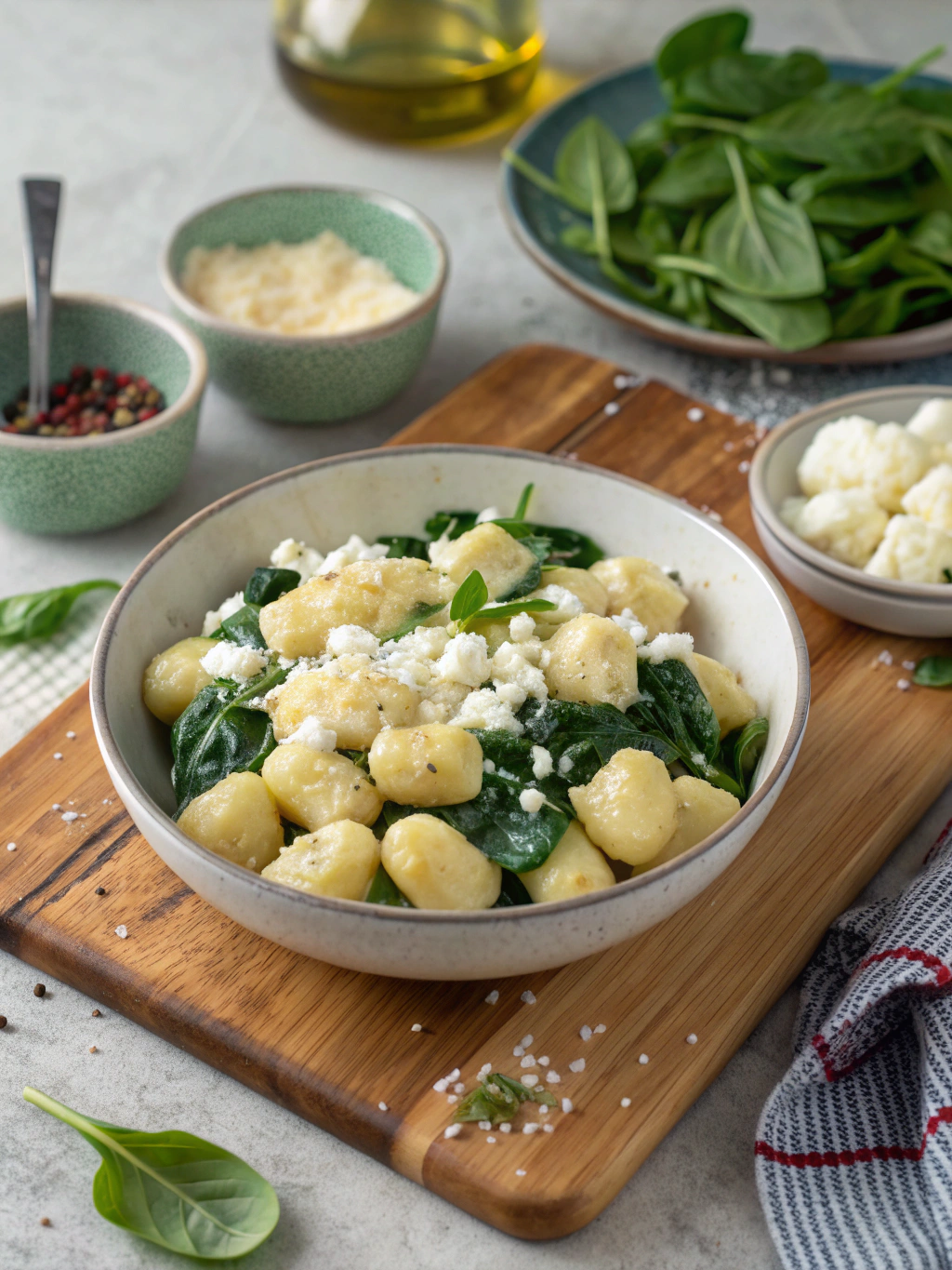 Creamy Gnocchi with Spinach and Feta Recipe ingredients
