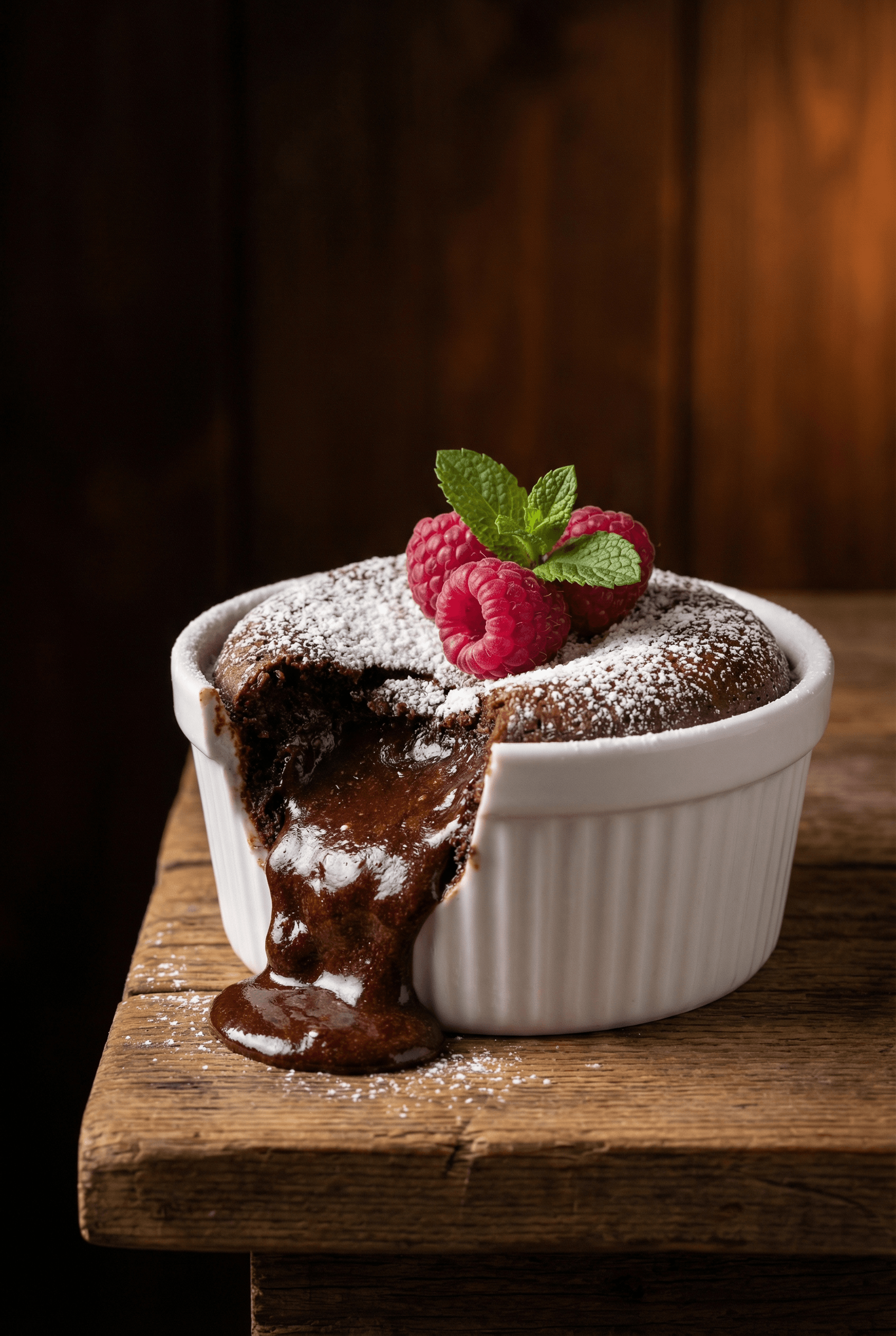 Chocolate lava cake with molten center